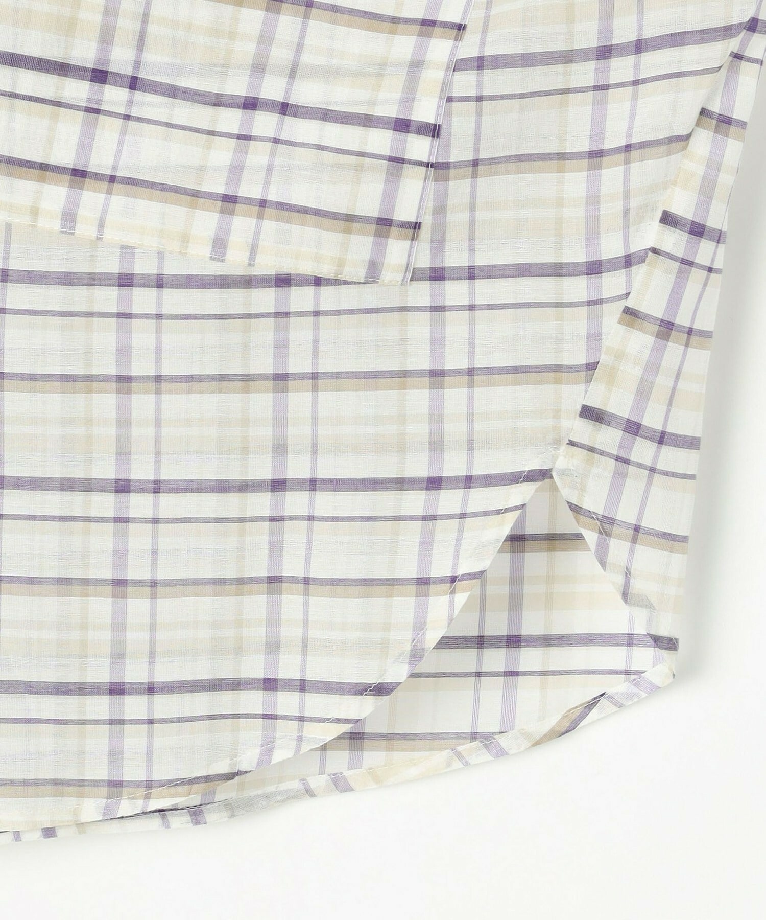 【MOGA】コットンシルクチェックシャツブラウス 詳細画像 オフホワイト 30