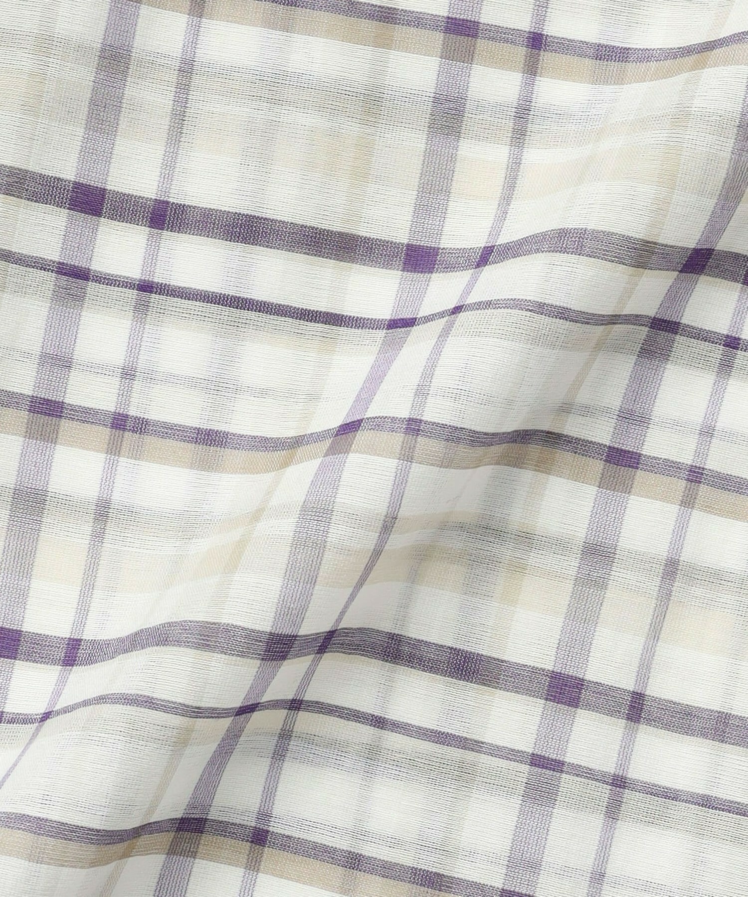 【MOGA】コットンシルクチェックシャツブラウス 詳細画像 オフホワイト 32