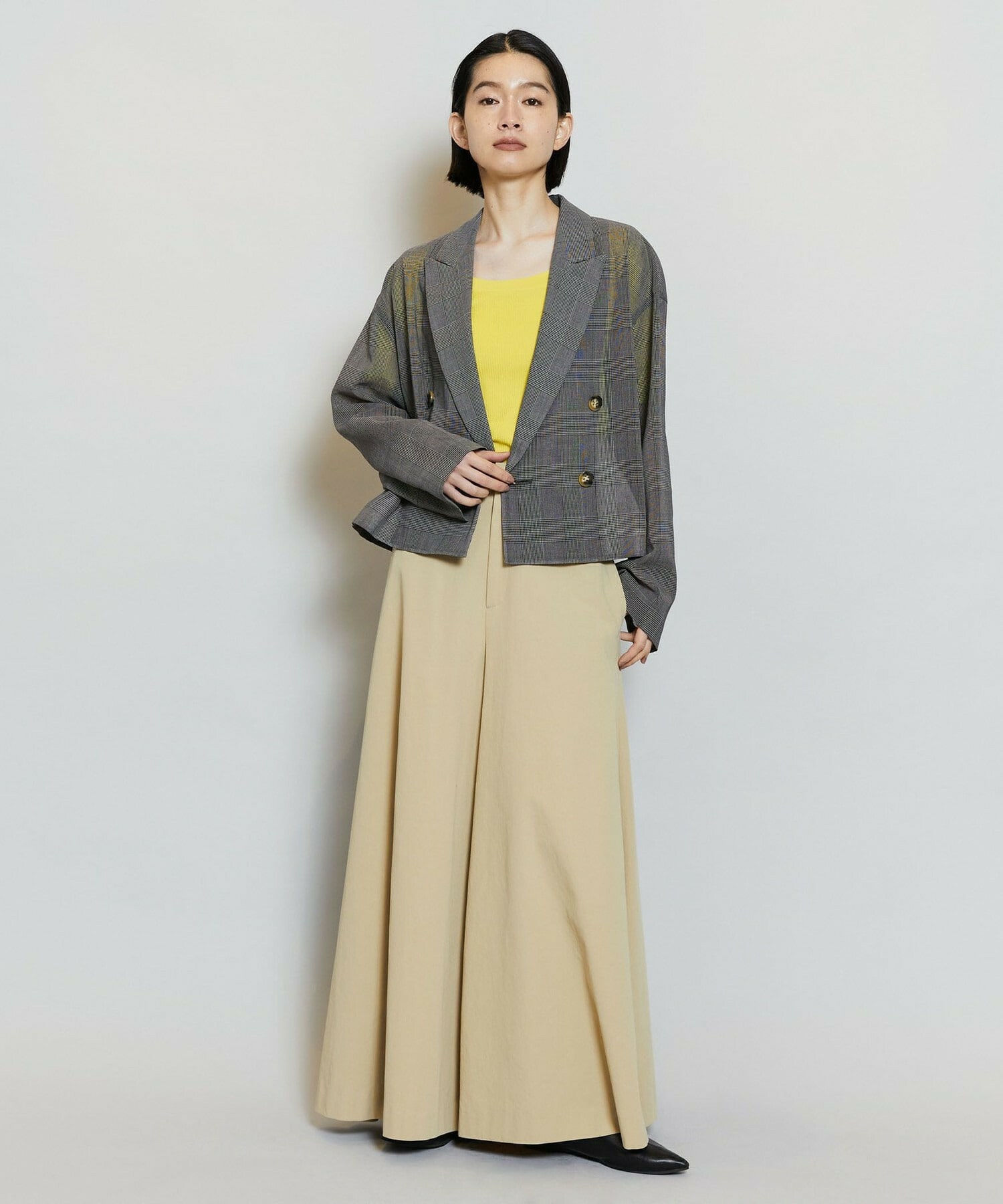 【MOGA】コンパクトツイルワイドフレアーパンツ 詳細画像 ベージュ 1