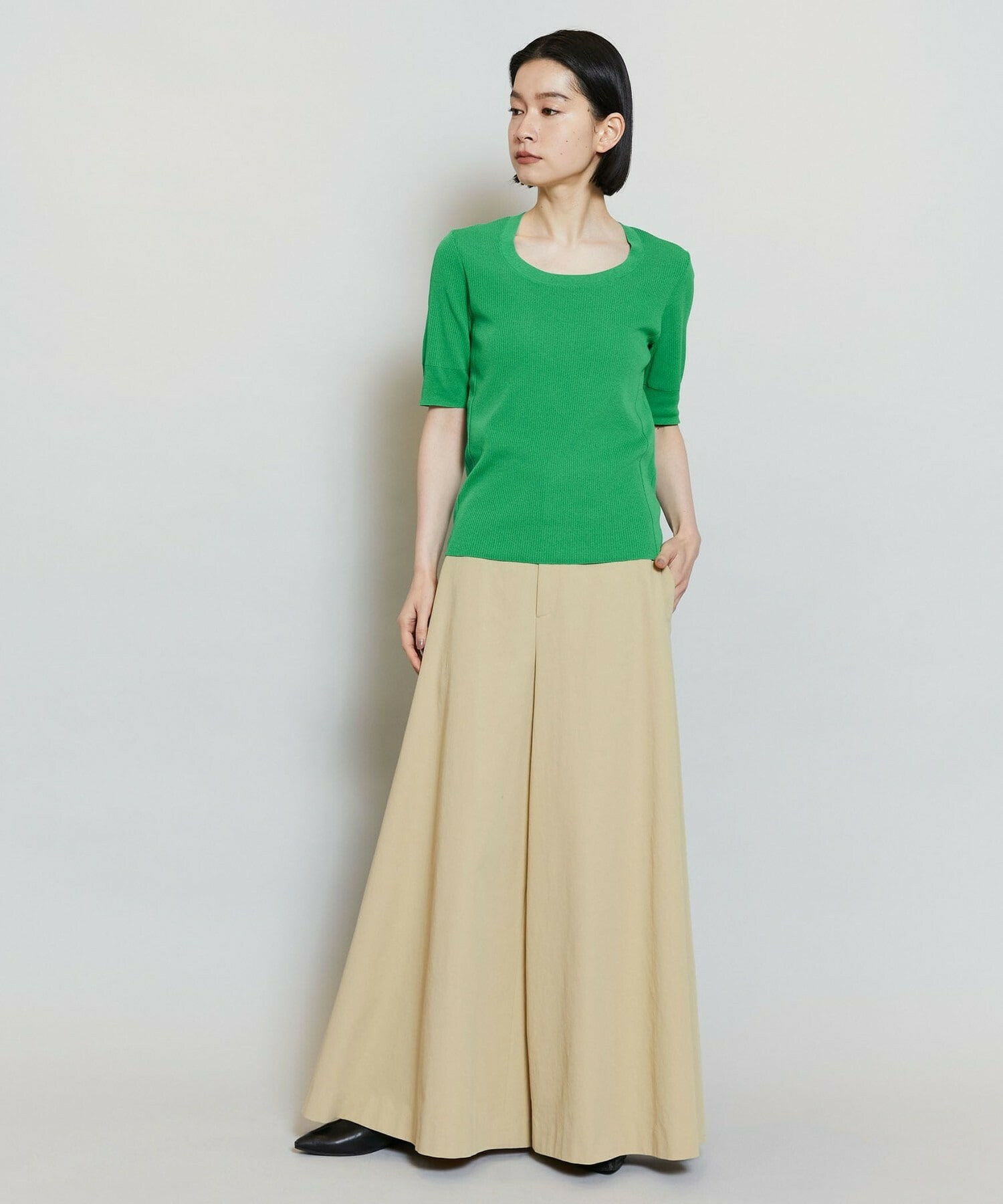 【MOGA】コンパクトツイルワイドフレアーパンツ 詳細画像 ベージュ 18