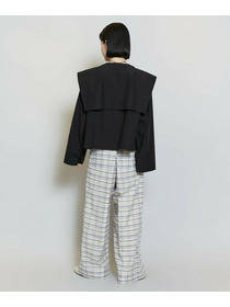 【MOGA】コットンシルクチェックセンタープレスワイドパンツ 詳細画像 オフホワイト 11