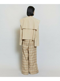 【MOGA】コットンシルクチェックセンタープレスワイドパンツ 詳細画像 オフホワイト 19