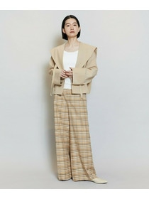 【MOGA】コットンシルクチェックセンタープレスワイドパンツ 詳細画像 オフホワイト 22