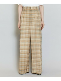 【MOGA】コットンシルクチェックセンタープレスワイドパンツ 詳細画像 オフホワイト 23