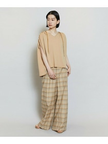 【MOGA】コットンシルクチェックセンタープレスワイドパンツ 詳細画像 オフホワイト 4