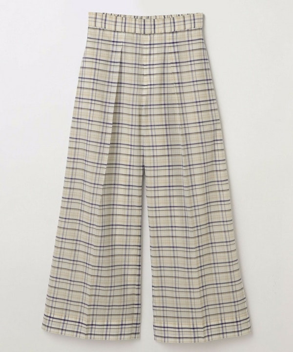 コットンシルクチェックセンタープレスワイドパンツ 詳細画像 オフホワイト 2