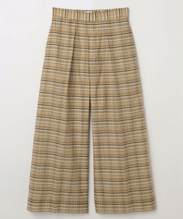 コットンシルクチェックセンタープレスワイドパンツ 詳細画像 ベージュ 2