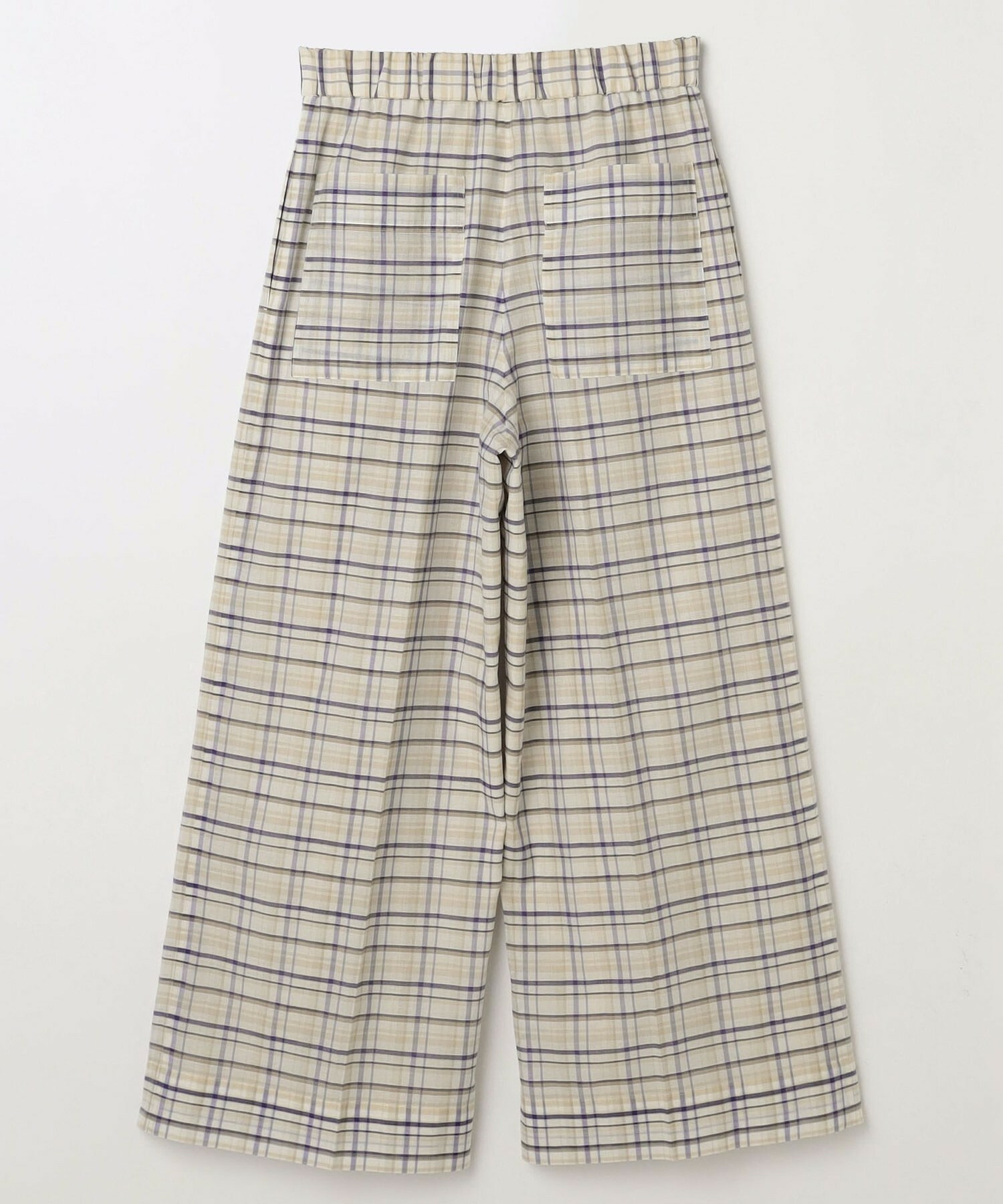 【MOGA】コットンシルクチェックセンタープレスワイドパンツ 詳細画像 オフホワイト 28