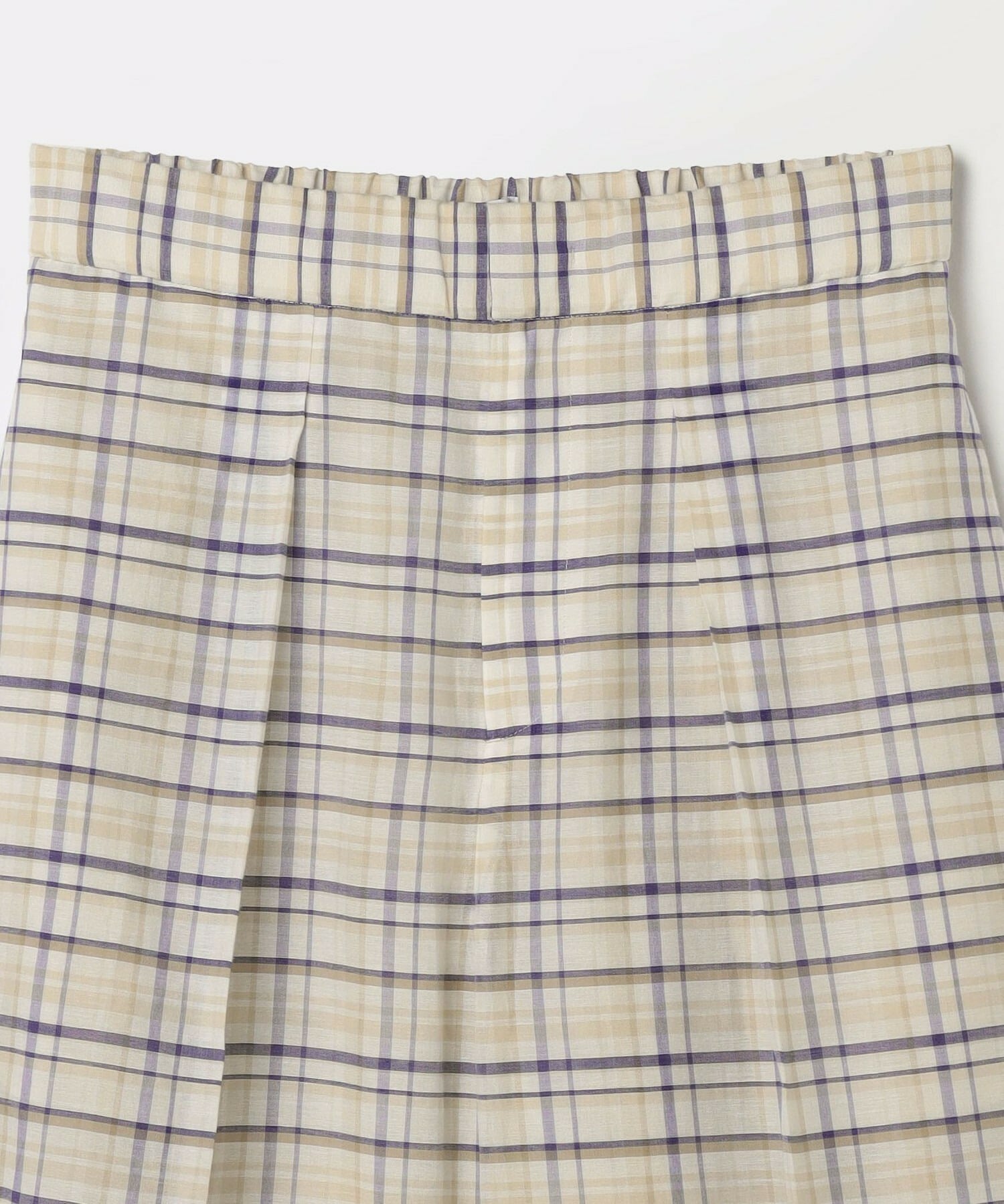 【MOGA】コットンシルクチェックセンタープレスワイドパンツ 詳細画像 オフホワイト 29