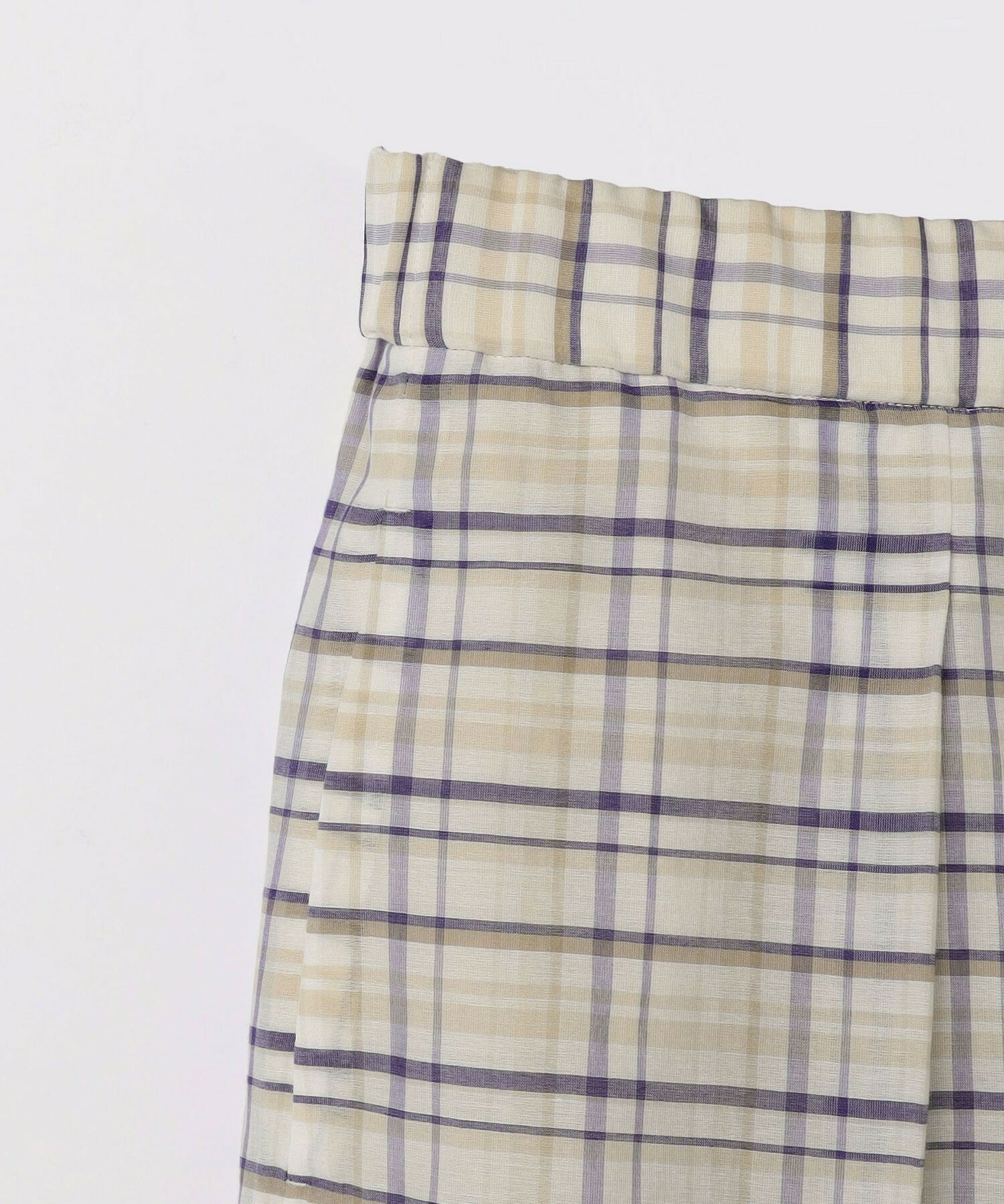 【MOGA】コットンシルクチェックセンタープレスワイドパンツ 詳細画像 オフホワイト 30