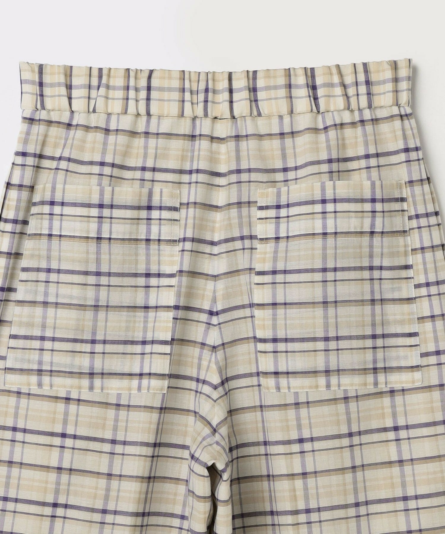 【MOGA】コットンシルクチェックセンタープレスワイドパンツ 詳細画像 オフホワイト 31