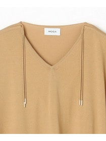 【MOGA】レーヨンナイロンクレープギャザーニットトップス 詳細画像 ネイビー 24