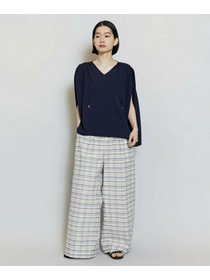 【MOGA】レーヨンナイロンクレープギャザーニットトップス 詳細画像 ネイビー 8