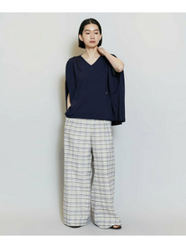 【MOGA】レーヨンナイロンクレープギャザーニットトップス 詳細画像 ネイビー 9