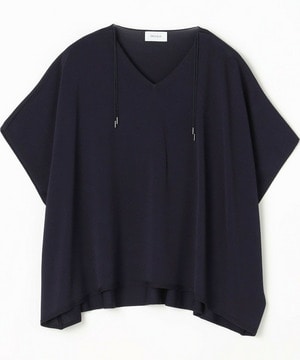 【MOGA】レーヨンナイロンクレープギャザーニットトップス 詳細画像 ネイビー 2