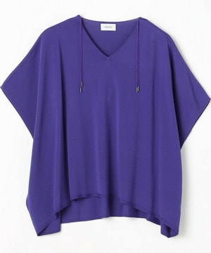 【MOGA】レーヨンナイロンクレープギャザーニットトップス 詳細画像 パープル 2