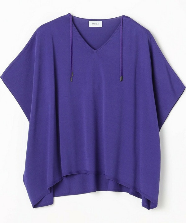 レーヨンナイロンクレープギャザーニットトップス 詳細画像 パープル 2