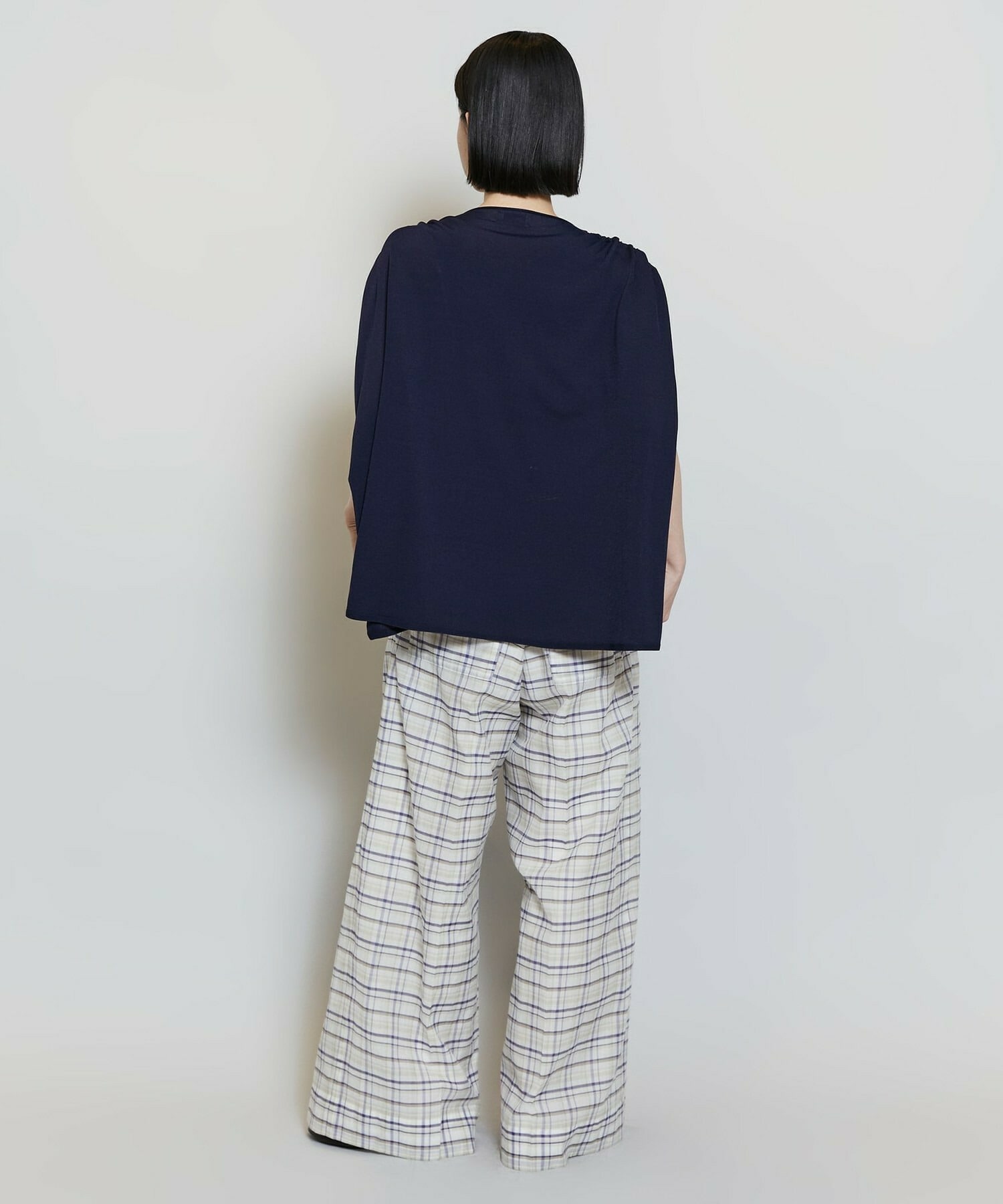 【MOGA】レーヨンナイロンクレープギャザーニットトップス 詳細画像 ネイビー 12