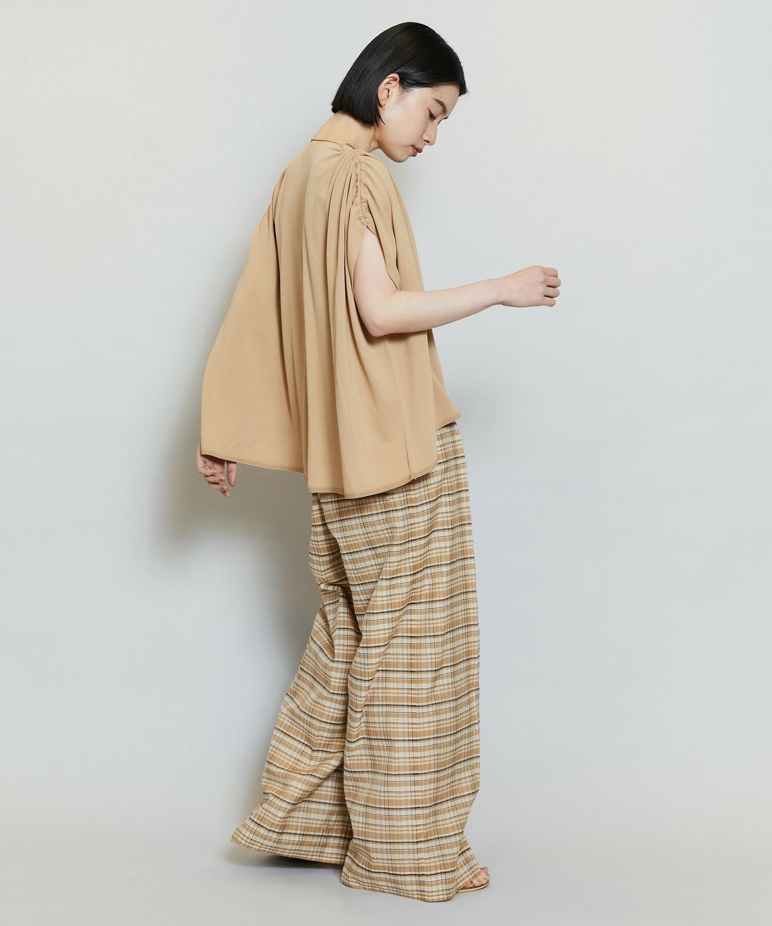 【MOGA】レーヨンナイロンクレープギャザーニットトップス 詳細画像 ネイビー 18