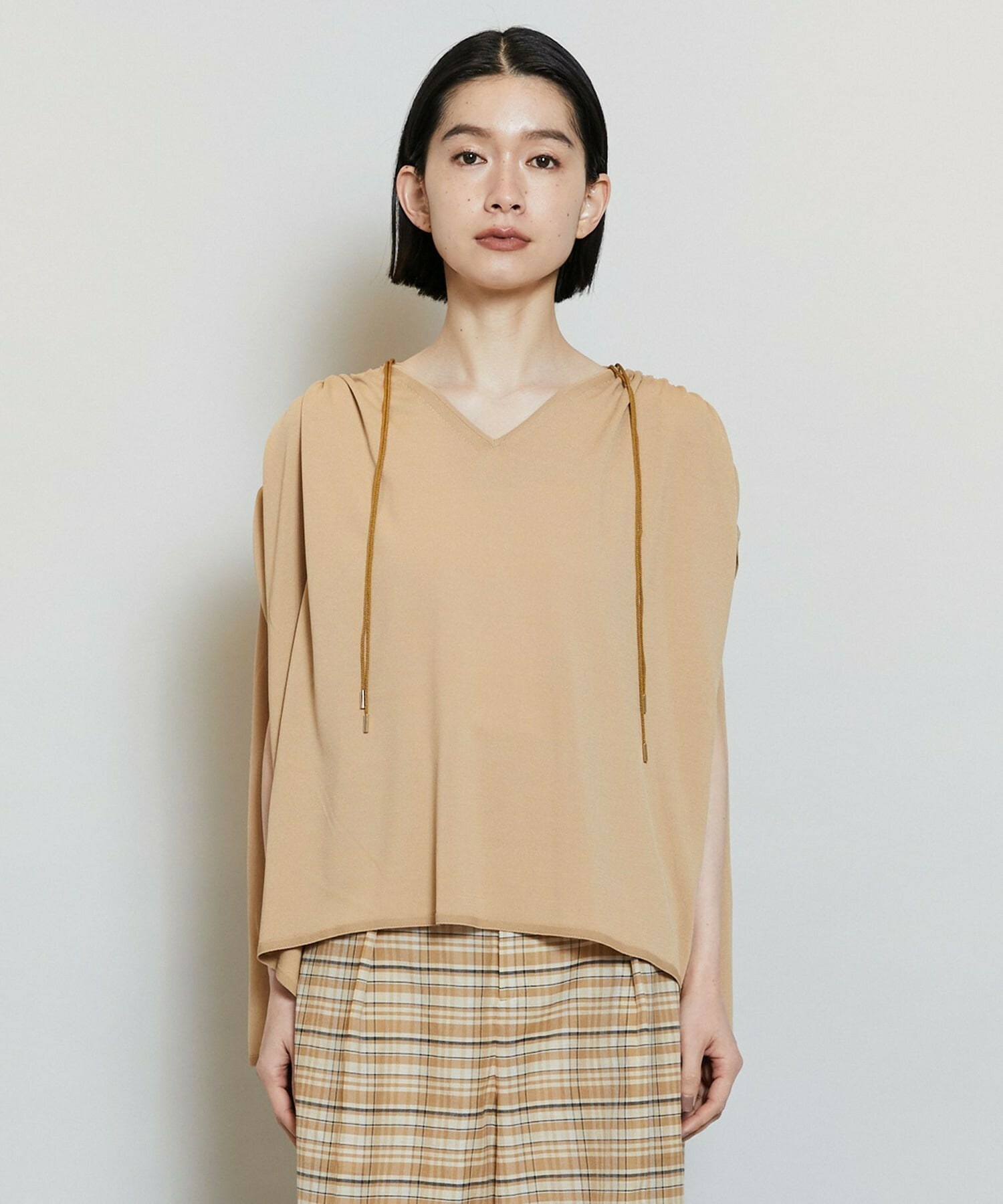 【MOGA】レーヨンナイロンクレープギャザーニットトップス 詳細画像 ネイビー 19