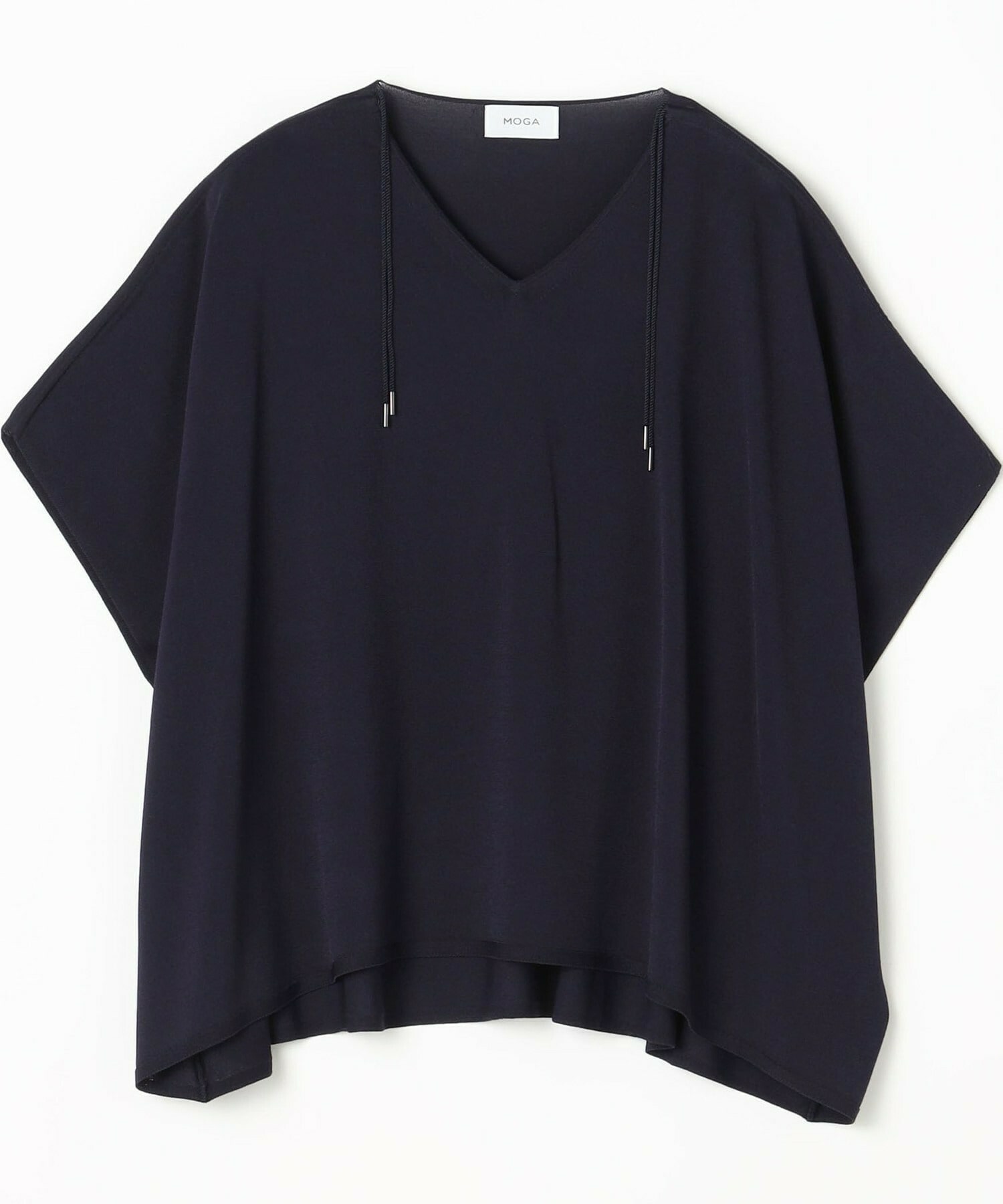 【MOGA】レーヨンナイロンクレープギャザーニットトップス 詳細画像 ネイビー 2