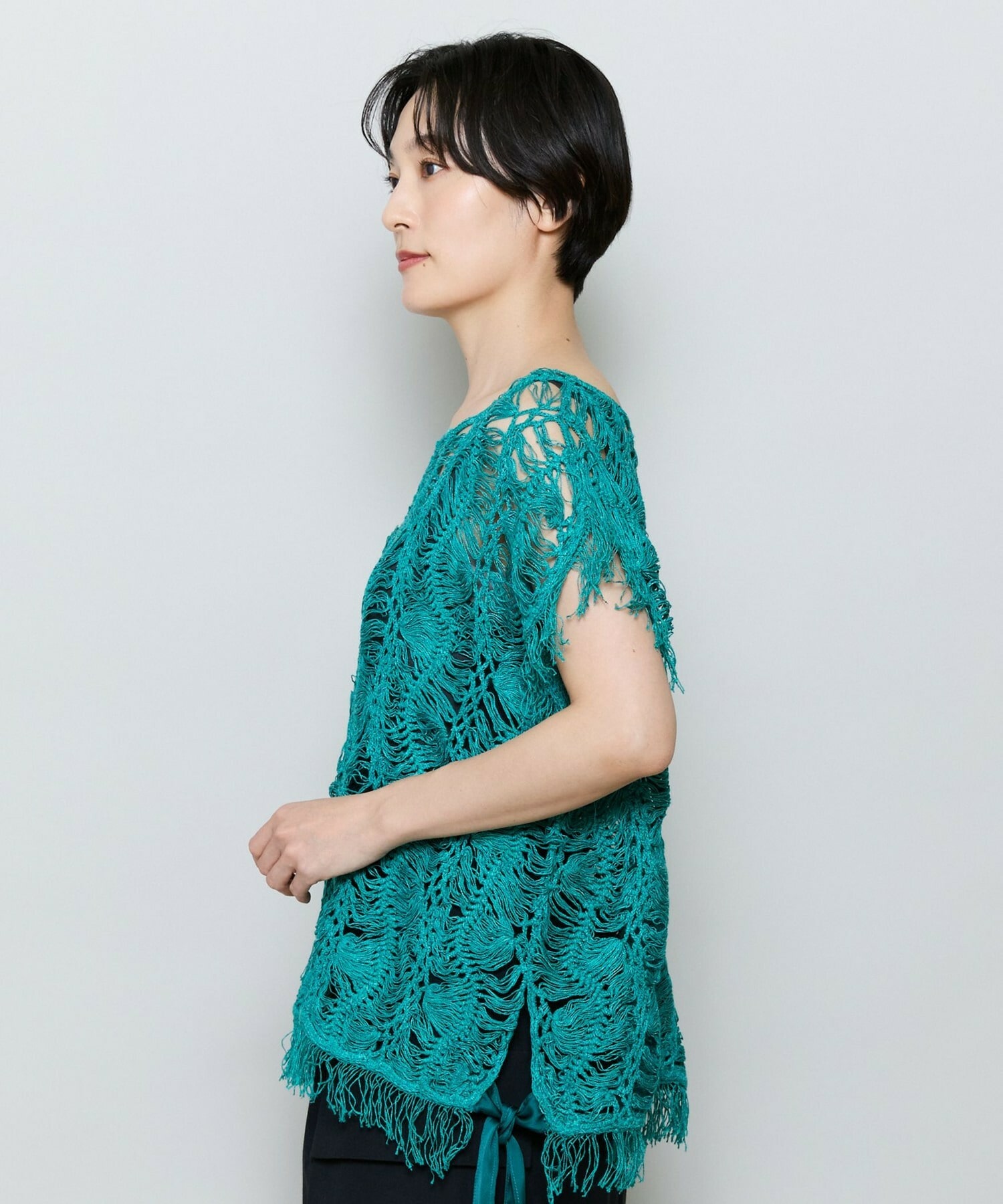 【MOGA】ヘアピンレースニットトップス 詳細画像 ブラック 18