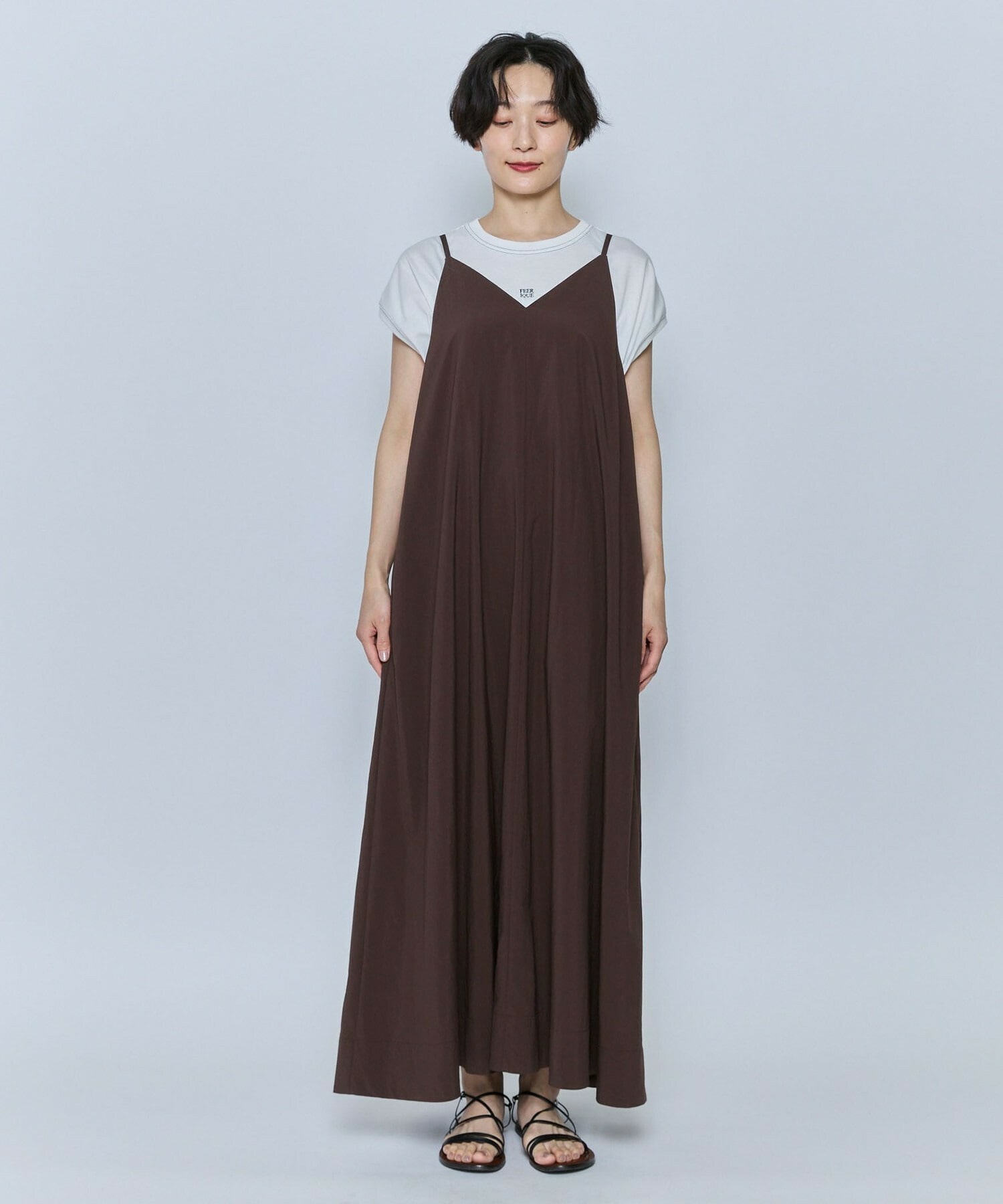 【feerique】feerique タスランナイロンAラインキャミワンピース 詳細画像 ブラウン 7