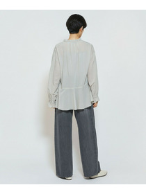 【feerique】feerique コットンポリシフォンAラインシルエットブラウス 詳細画像 ダークネイビー 17