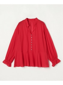 【feerique】feerique コットンポリシフォンAラインシルエットブラウス 詳細画像 ダークネイビー 24