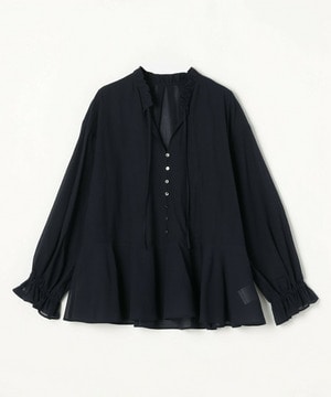 【feerique】feerique コットンポリシフォンAラインシルエットブラウス 詳細画像 ダークネイビー 1