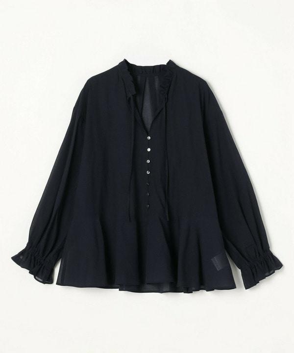 feerique コットンポリシフォンAラインシルエットブラウス 詳細画像 ダークネイビー 1