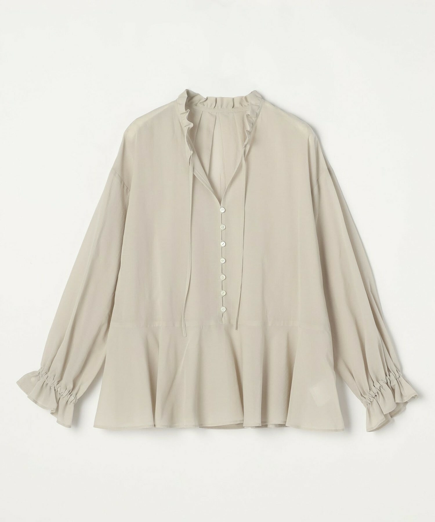 【feerique】feerique コットンポリシフォンAラインシルエットブラウス 詳細画像 グレー系その他 2