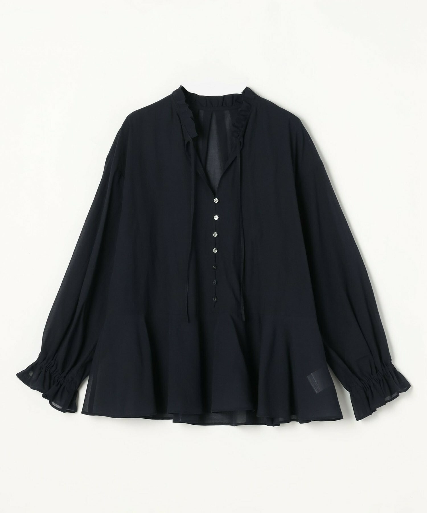 【feerique】feerique コットンポリシフォンAラインシルエットブラウス 詳細画像 ダークネイビー 1