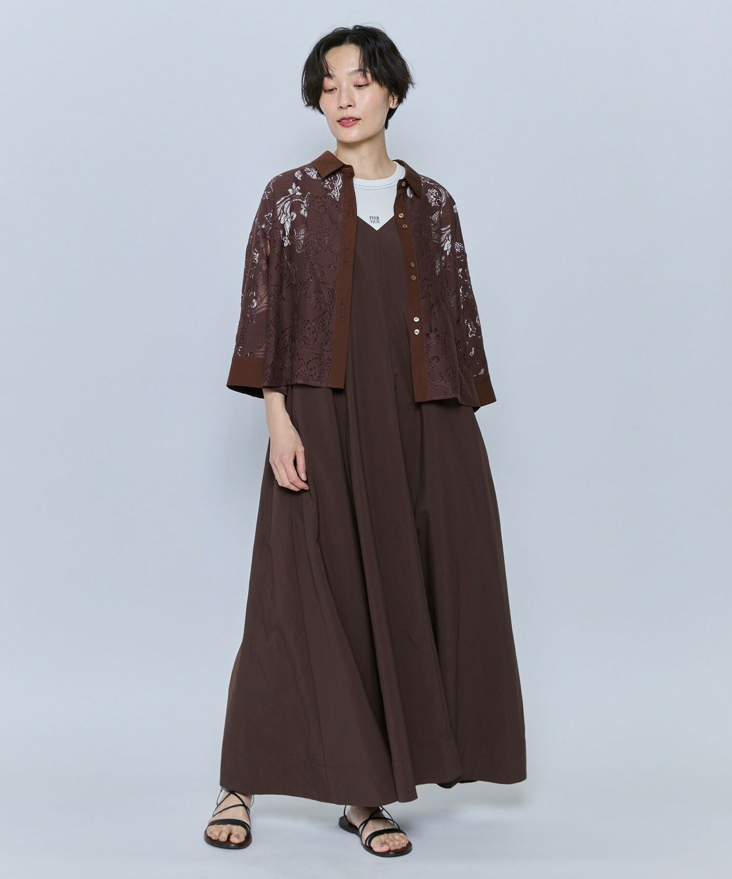 【feerique】feerique レースコットン混シャツ 詳細画像 ブラウン 19