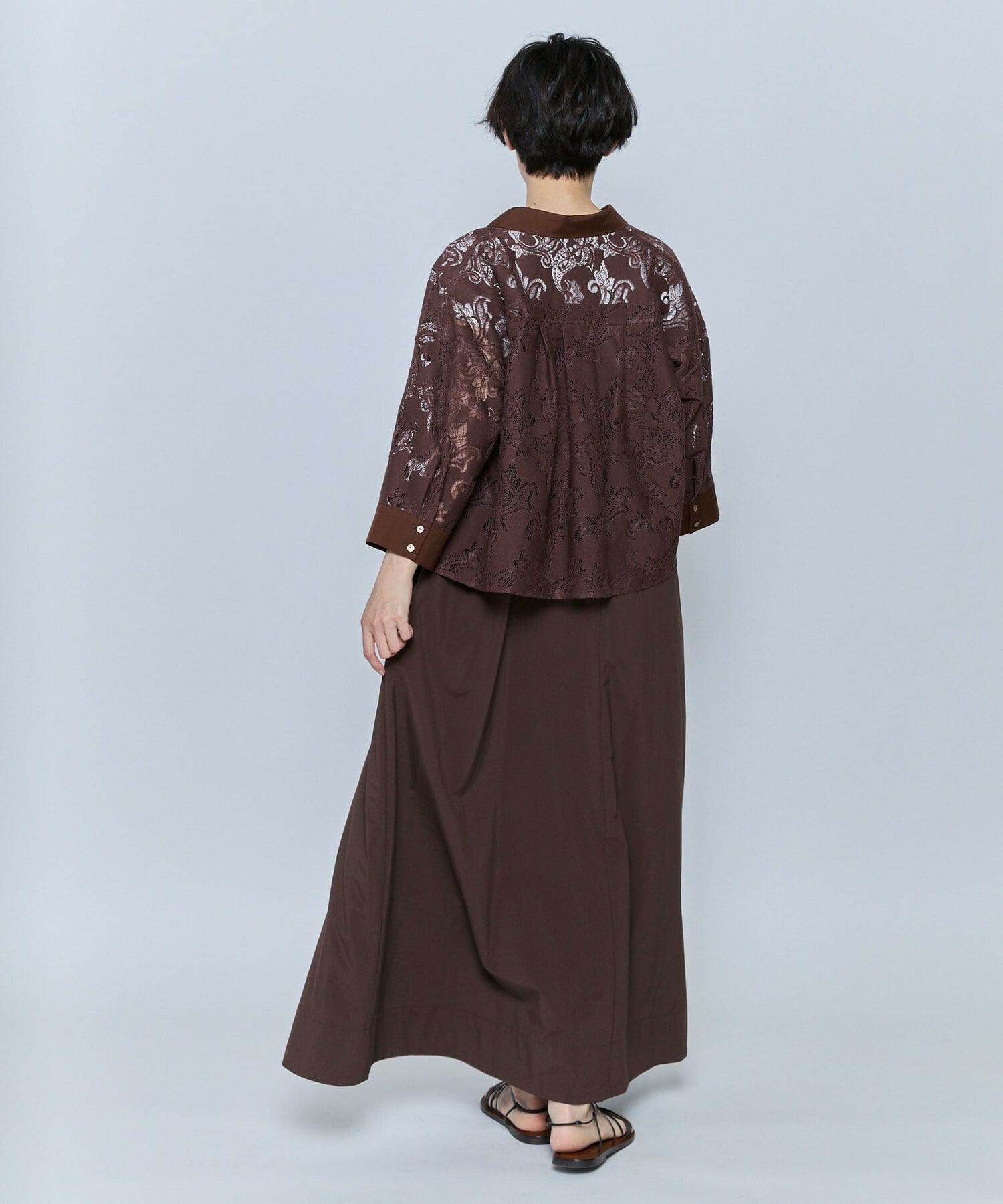 【feerique】feerique レースコットン混シャツ 詳細画像 ブラウン 21