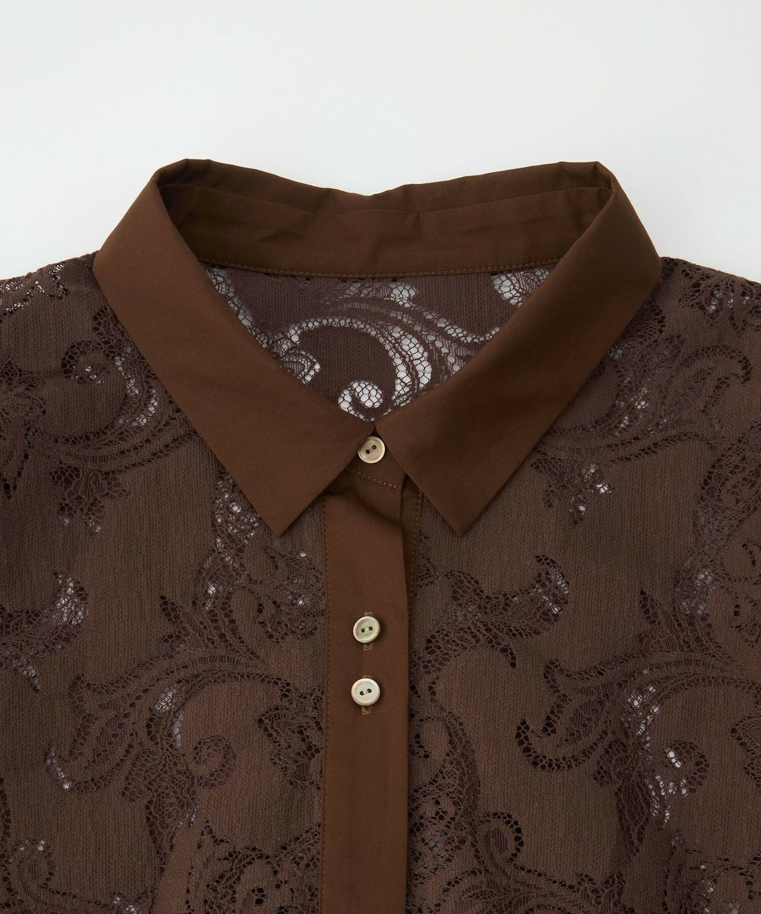 【feerique】feerique レースコットン混シャツ 詳細画像 ブラウン 25