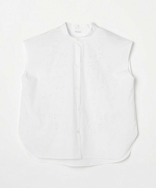 【feerique】feerique カットワークレースフレンチスリーブブラウス