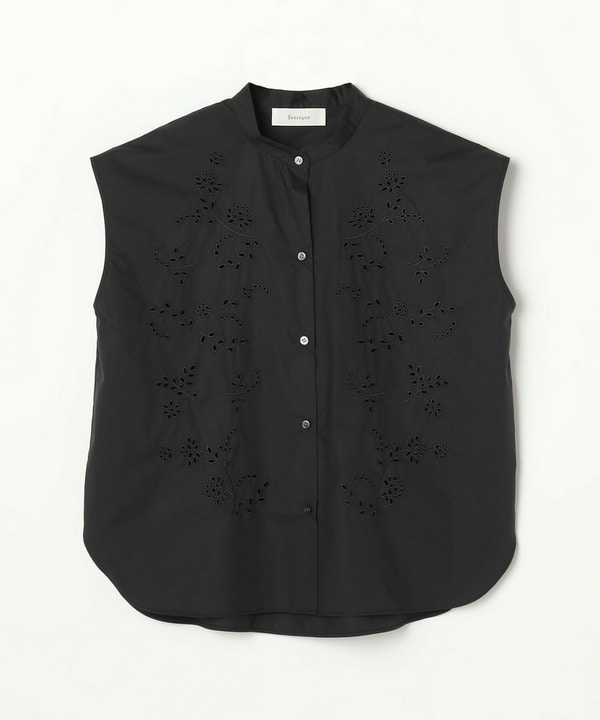 【feerique】feerique カットワークレースフレンチスリーブブラウス