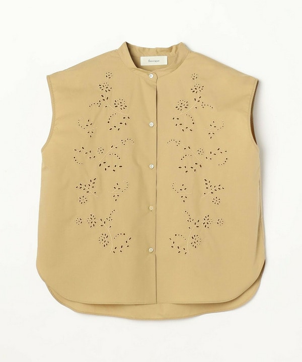 【feerique】feerique カットワークレースフレンチスリーブブラウス
