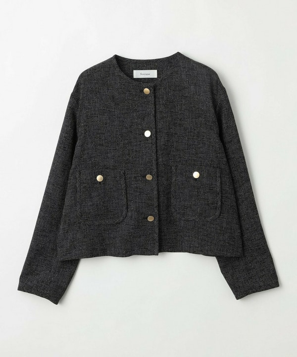 feerique カラミツイードノーカラージャケット 詳細画像 ブラック 2