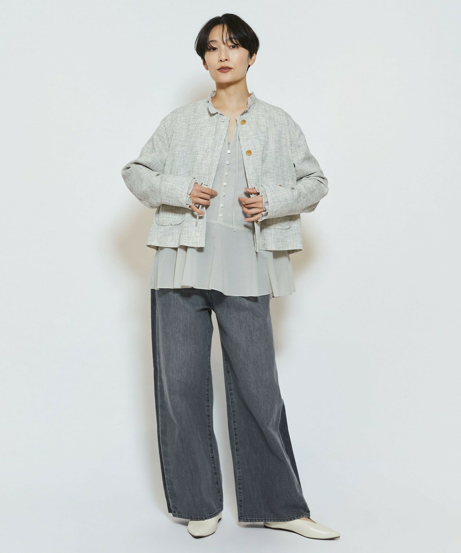 【feerique】feerique カラミツイードノーカラージャケット 詳細画像 キナリ 12