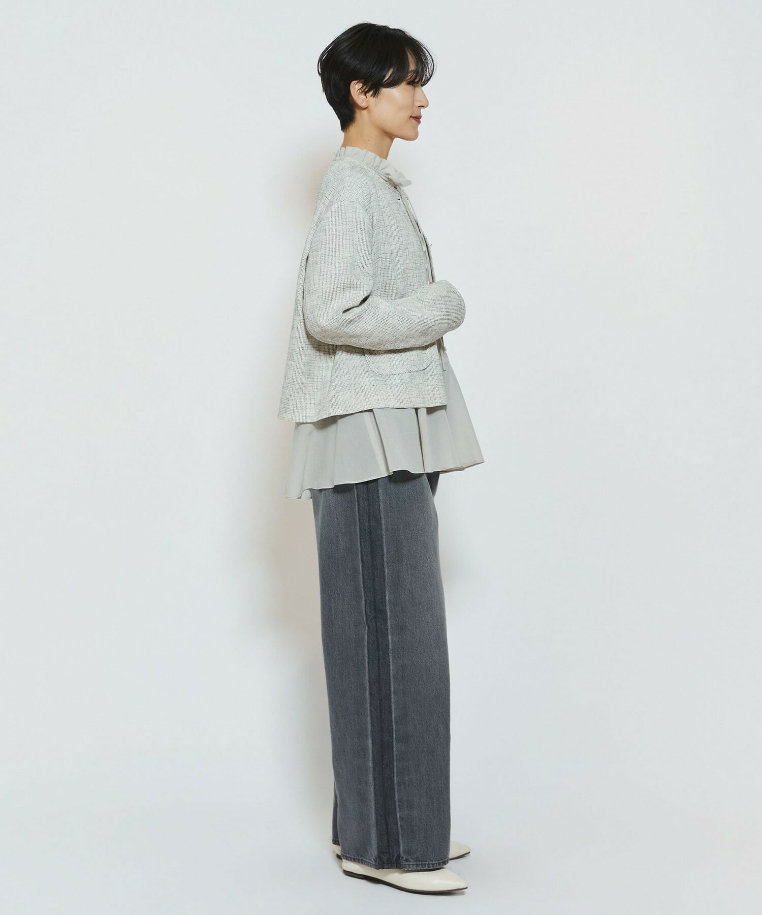 【feerique】feerique カラミツイードノーカラージャケット 詳細画像 キナリ 17