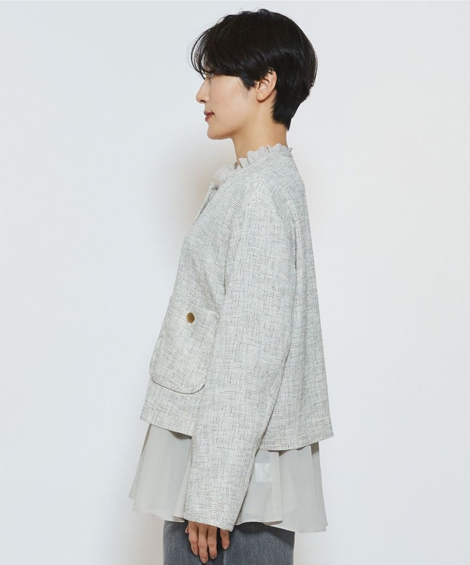 【feerique】feerique カラミツイードノーカラージャケット 詳細画像 キナリ 21