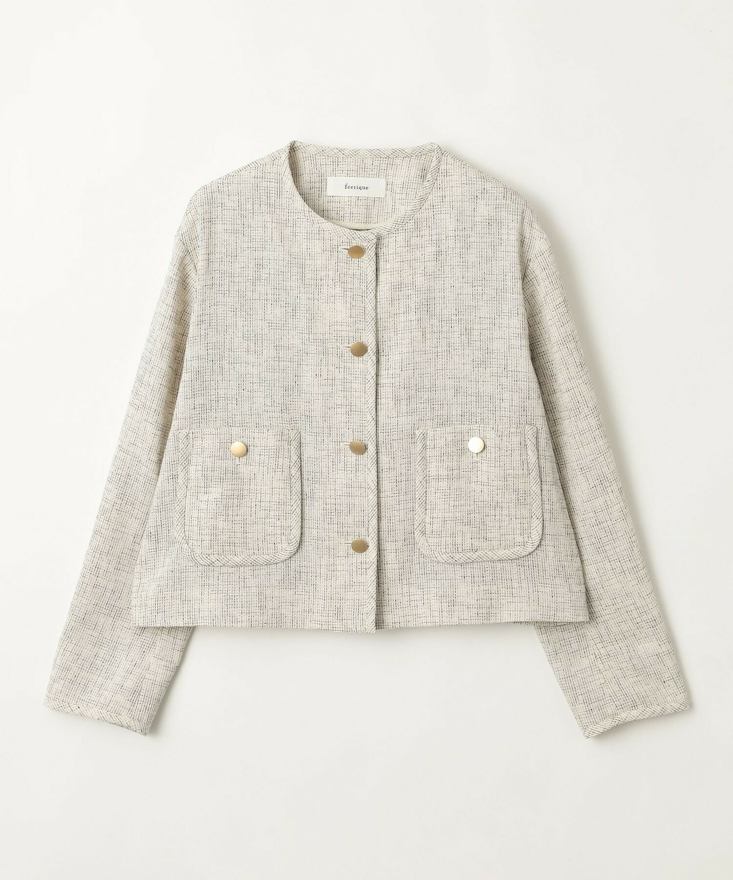 【feerique】feerique カラミツイードノーカラージャケット 詳細画像 キナリ 2