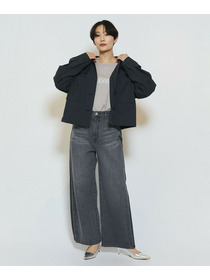 【feerique】feerique ポリエステルツイルワイドクロップドジャケット 詳細画像 チャコールグレー 2