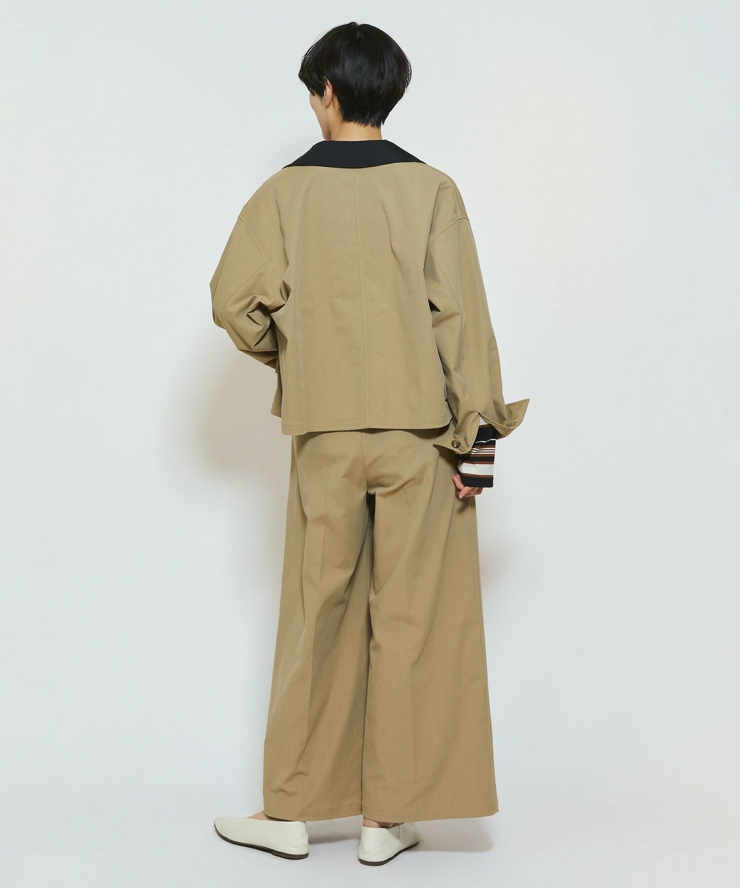 【feerique】feerique ポリエステルツイルワイドクロップドジャケット 詳細画像 チャコールグレー 12