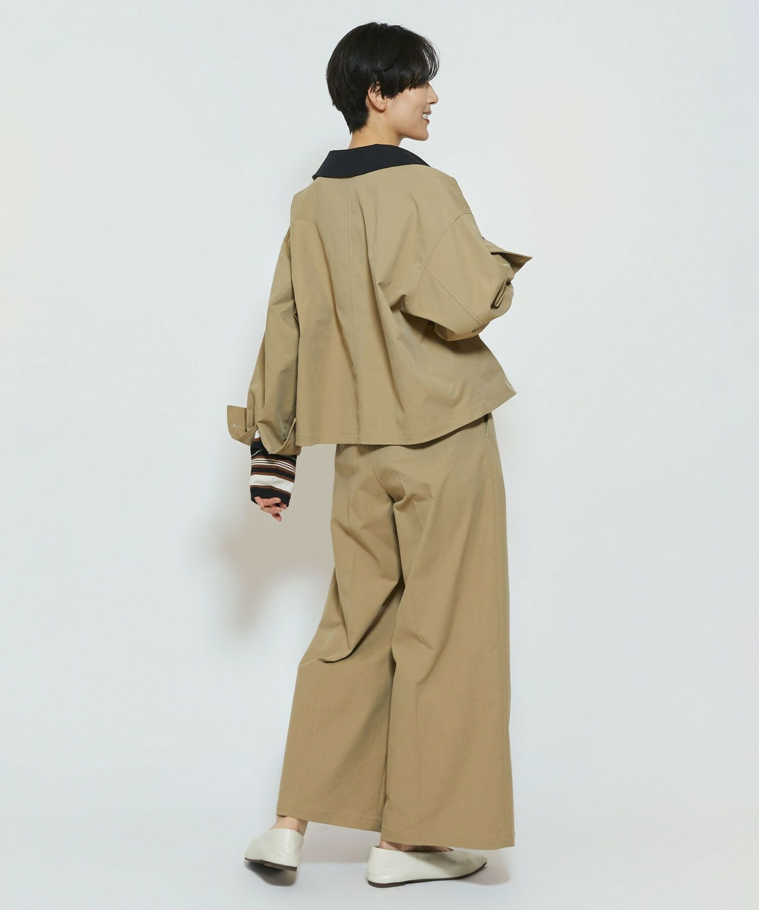 【feerique】feerique ポリエステルツイルワイドクロップドジャケット 詳細画像 チャコールグレー 13