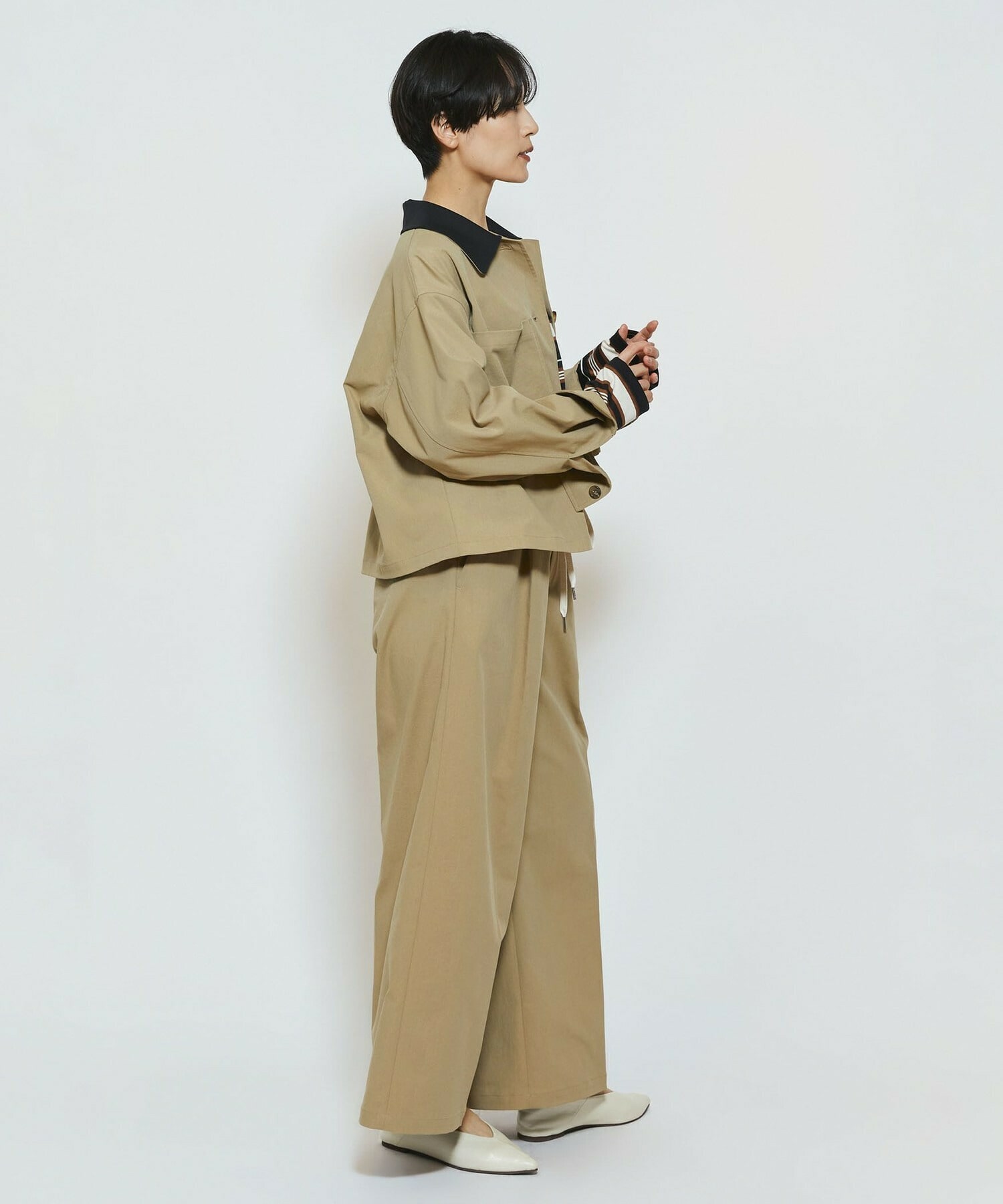 【feerique】feerique ポリエステルツイルワイドクロップドジャケット 詳細画像 チャコールグレー 14