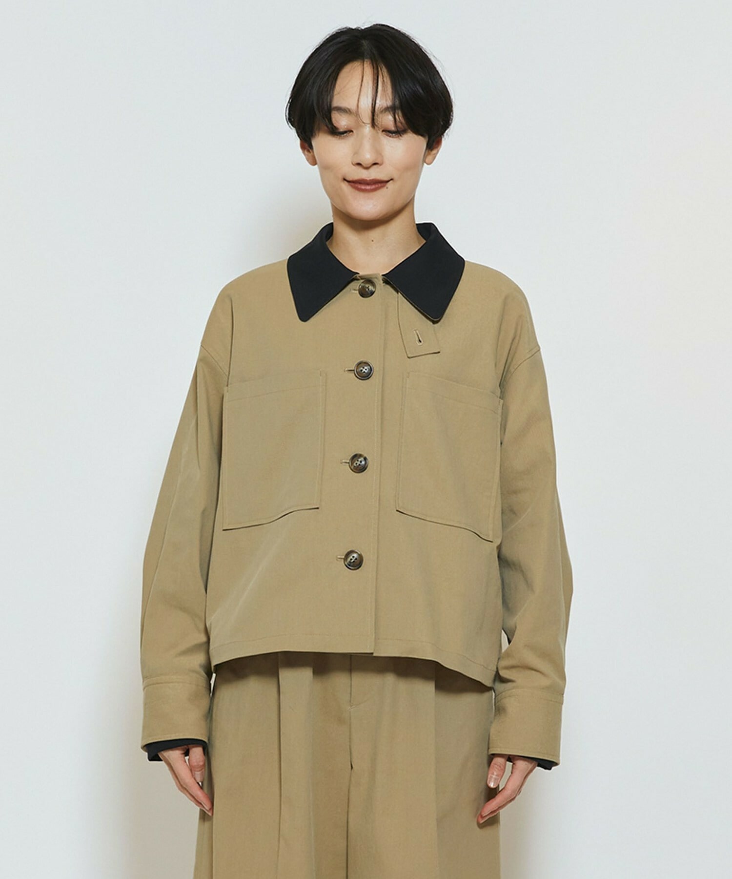 【feerique】feerique ポリエステルツイルワイドクロップドジャケット 詳細画像 チャコールグレー 16