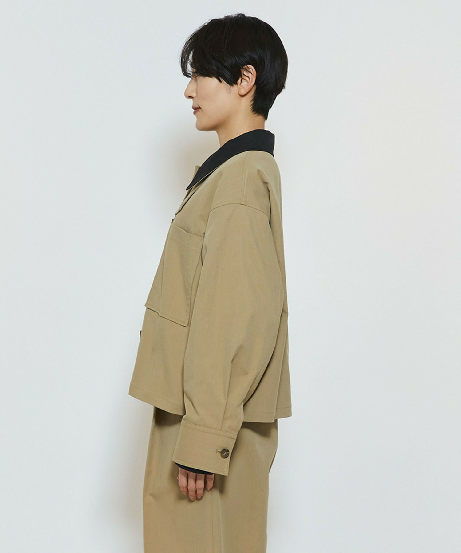 【feerique】feerique ポリエステルツイルワイドクロップドジャケット 詳細画像 チャコールグレー 17